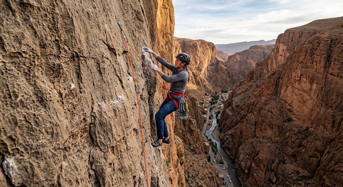 Todra wall climbing